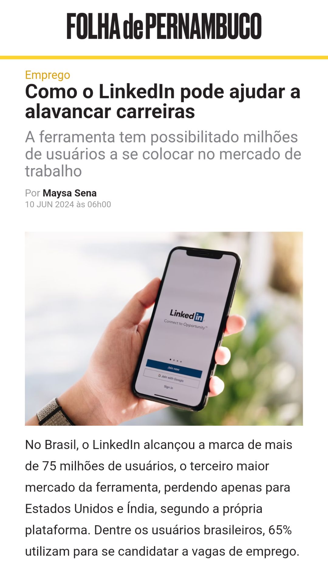 Organização de LinkedIn - Portal Emprego Certo