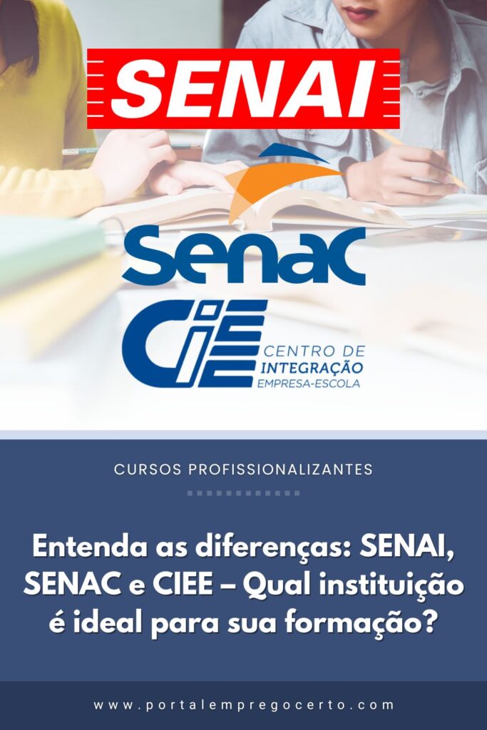 Entenda as diferenças: SENAI, SENAC e CIEE – Qual instituição é ideal para sua formação?